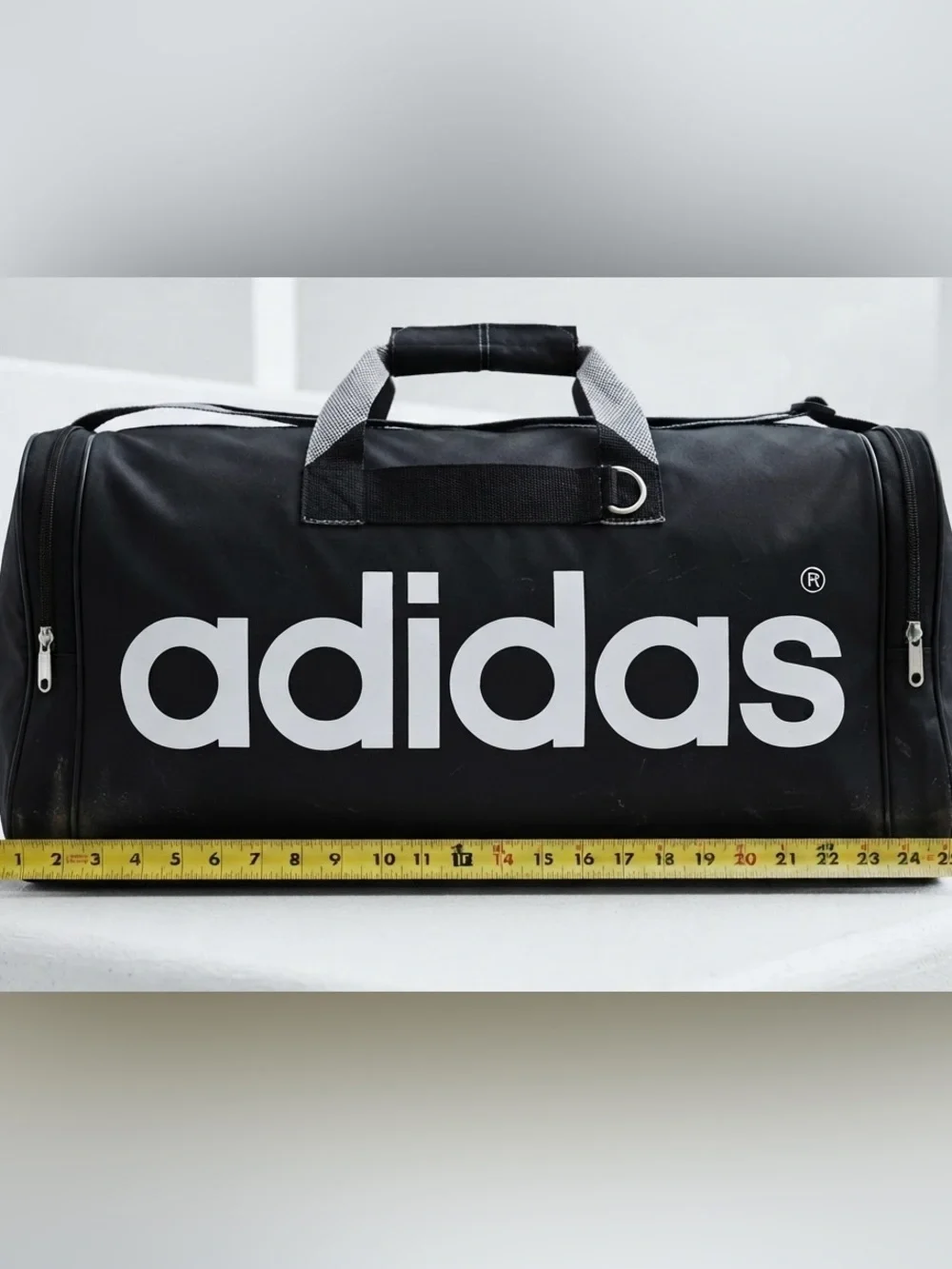 Vintage 90s Adidas Duffel Bag – Black/White Nylon – Taiwan - Rare